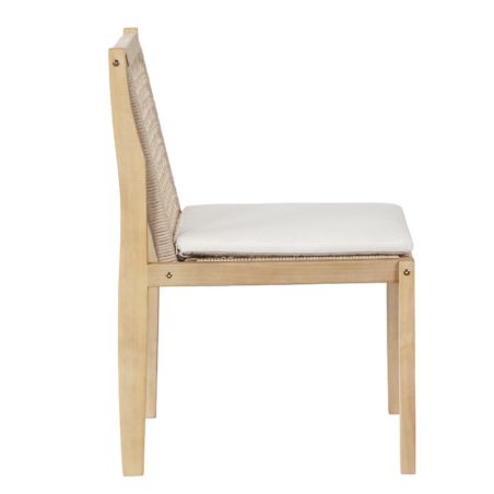 Lot de 2 chaises SAMOA en bois d'acacia et corde avec coussins