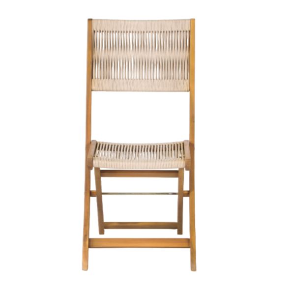 Ensemble repas BARI pliable 2 personnes bois et polyester écru