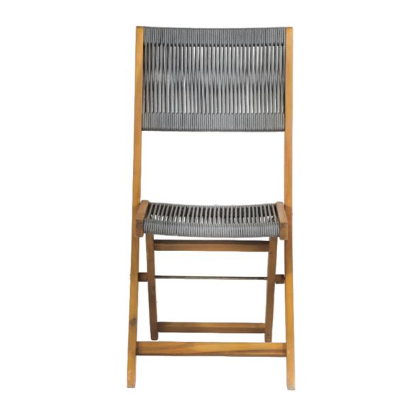 Ensemble repas BARI pliable 2 personnes bois et polyester gris