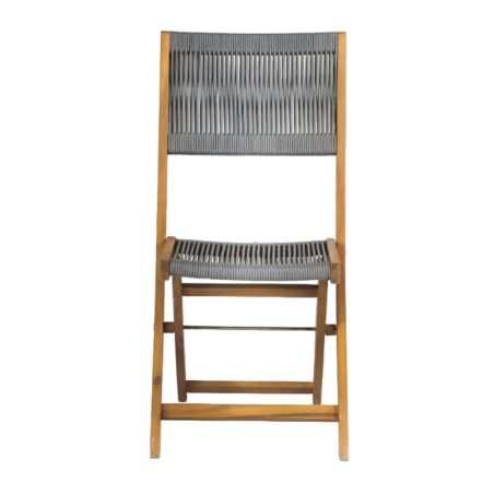 Ensemble repas BARI pliable 2 personnes bois et polyester gris