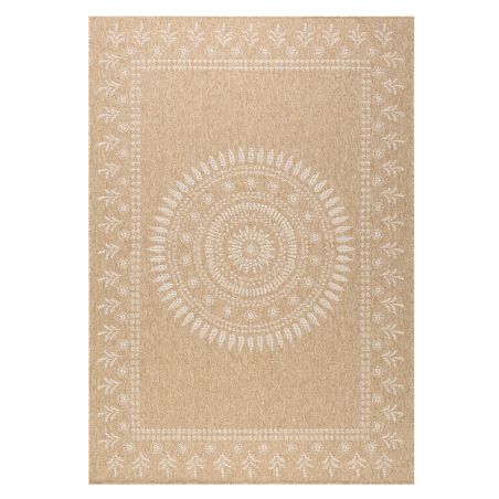 Tapis PONZA marron et blanc aspect 120x170 cm