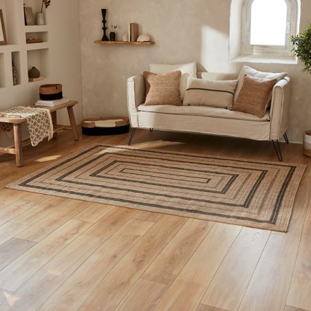 Tapis MENORCA marron et noir aspect jute 160x230 cm