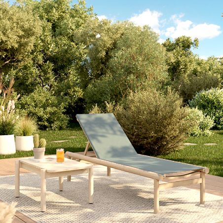 Bain de soleil SAMOA en bois d'acacia et textilene vert