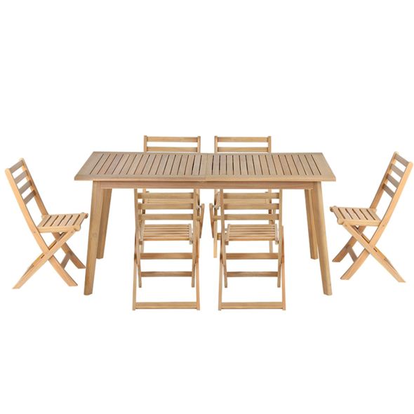 Ensemble table et 6 chaises MOLA extensible 160/220cm en bois d'acacia