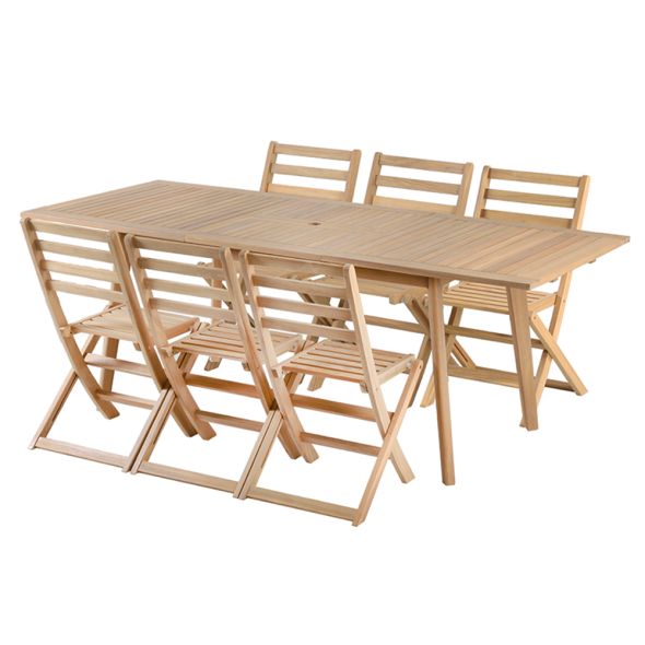 Ensemble table et 6 chaises MOLA extensible 160/220cm en bois d'acacia
