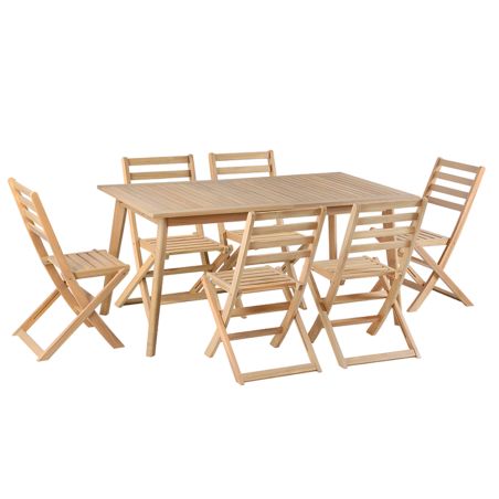 Ensemble table et 6 chaises MOLA extensible 160/220cm en bois d'acacia