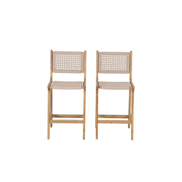 Lot de 2 tabourets de bar KUTA en corde hauteur d'assise 66 cm
