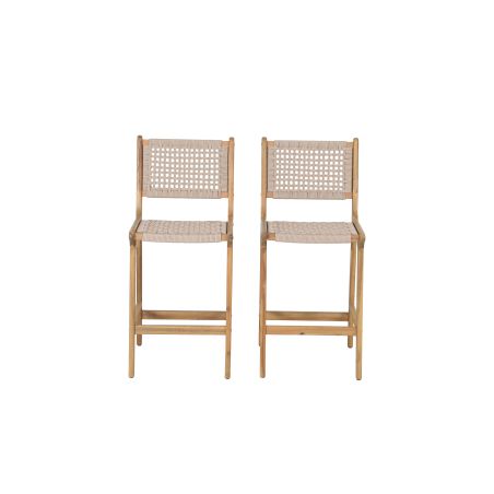 Lot de 2 tabourets de bar KUTA en corde hauteur d'assise 66 cm