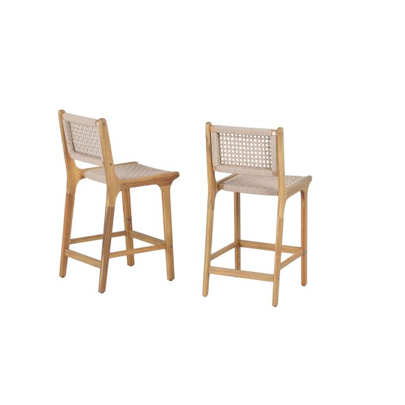 Lot de 2 tabourets de bar KUTA en corde hauteur d'assise 66 cm