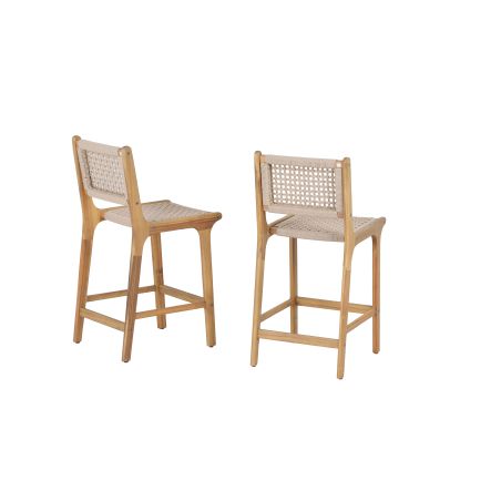 Lot de 2 tabourets de bar KUTA en corde hauteur d'assise 66 cm
