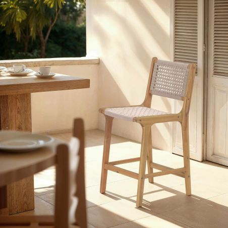 Lot de 2 tabourets de bar KUTA en corde hauteur d'assise 66 cm
