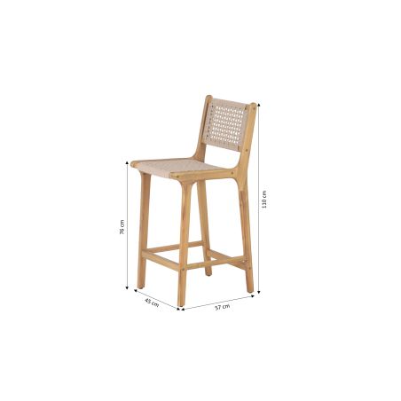 Lot de 2 tabourets de bar KUTA en corde hauteur d'assise 76 cm