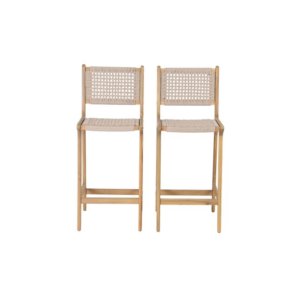 Lot de 2 tabourets de bar KUTA en corde hauteur d'assise 76 cm