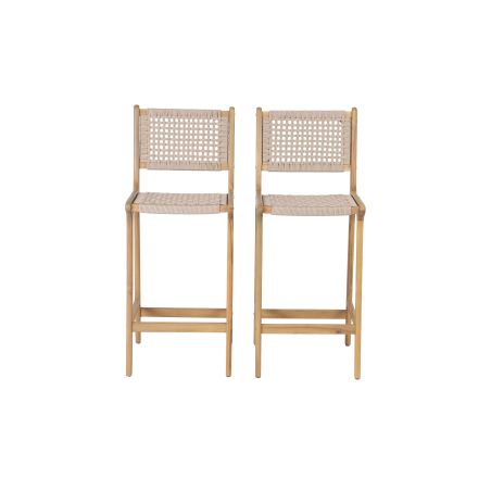 Lot de 2 tabourets de bar KUTA en corde hauteur d'assise 76 cm