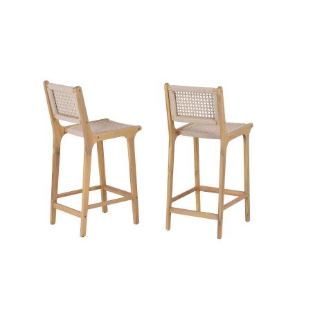 Lot de 2 tabourets de bar KUTA en corde hauteur d'assise 76 cm